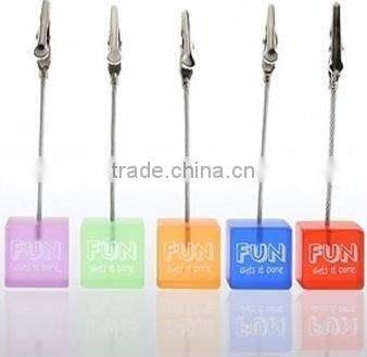 Plastic cube memo clip/Name card holder