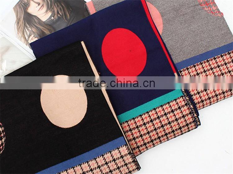 Classic jacquard cashmere dot houndstooth long thick winter scarf shawl