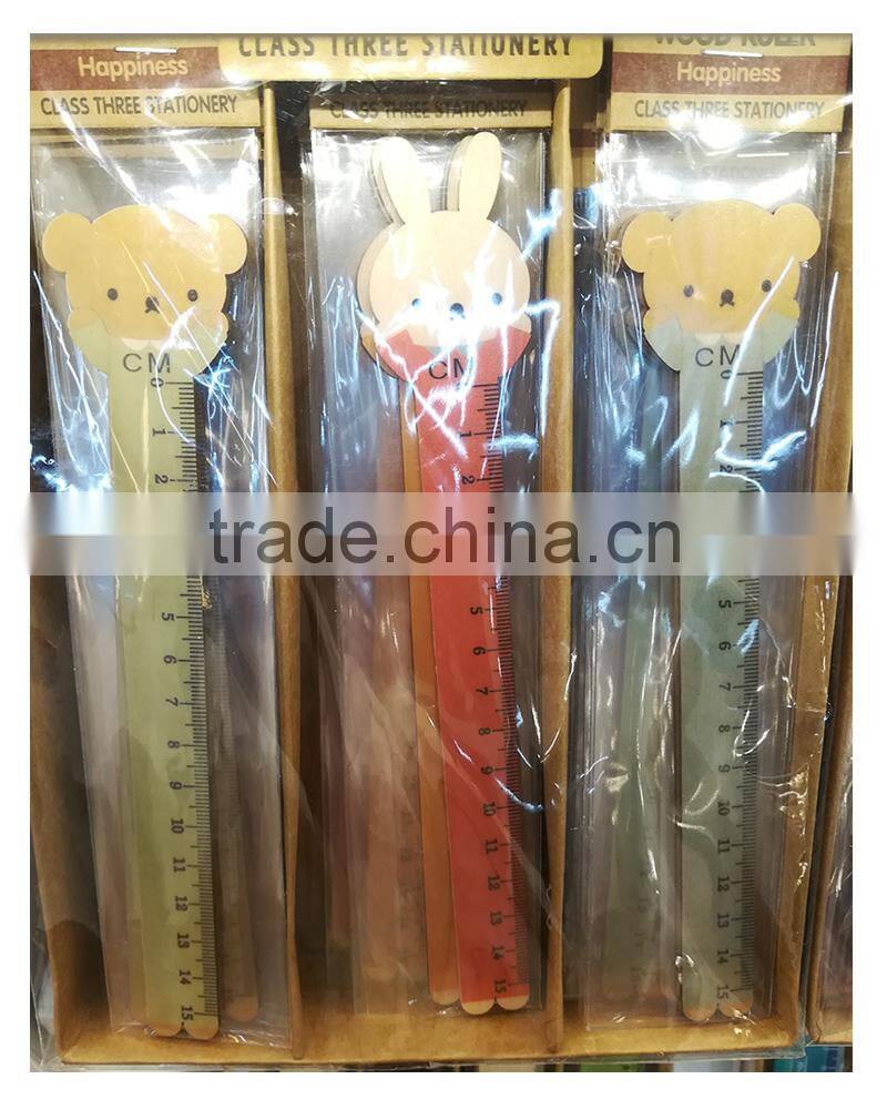 Novel promotional cute creative customs bear rabbit shape wooden ruler