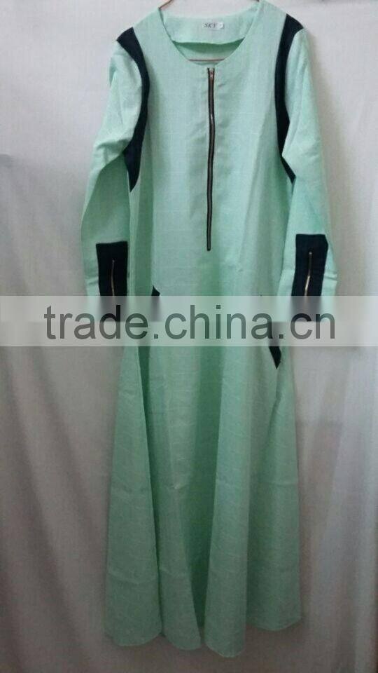 grey check casual sunshine hemp muslim dress/ muslim islamic fashionable abaya kaftan dresses/fancy dl islamic muslim dress