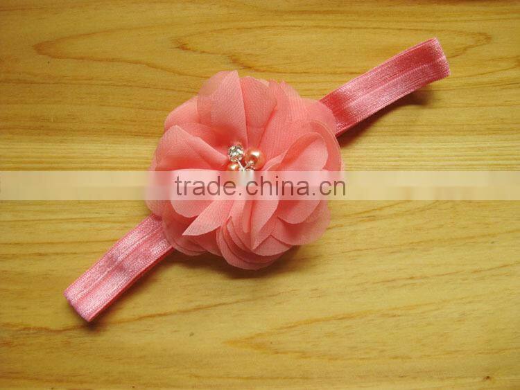 Factory Price Hot Sale ribbon flower cute plain baby headbands kid hair accessory