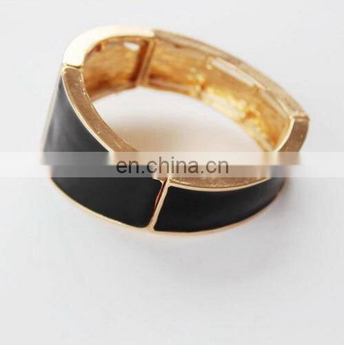 New Arrival Simple Black Enamel Women's Alloy Stretch Bracelet