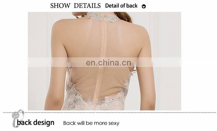 EB2619 Sexy Luxury Halter top beading Silver lace mermaid trumpet prom dress