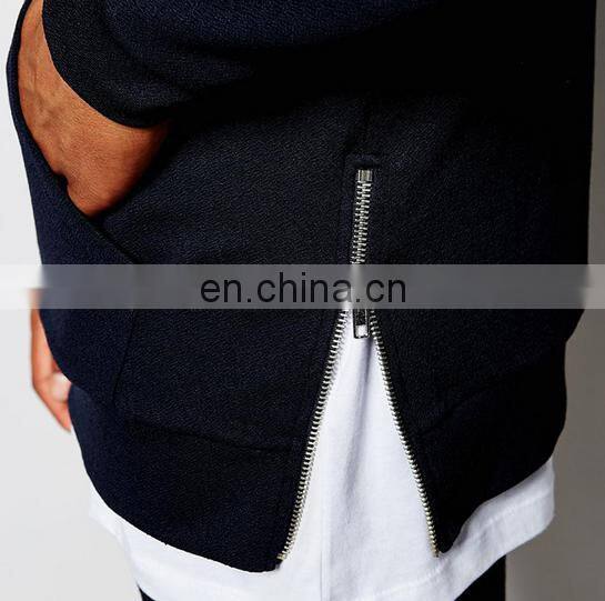 China Wholesale Men's Clothing Custom Streetwear Side Zipper Cheap Black Hoodies Sweatshirt