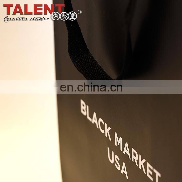 Competitive Price Customized black matt paper shopping bag with best service