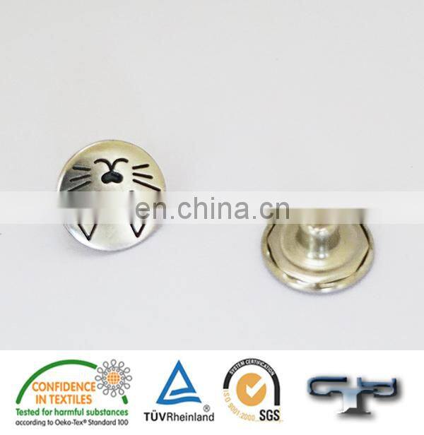 Cartoon shape metal jeans button shank button with plastic insert