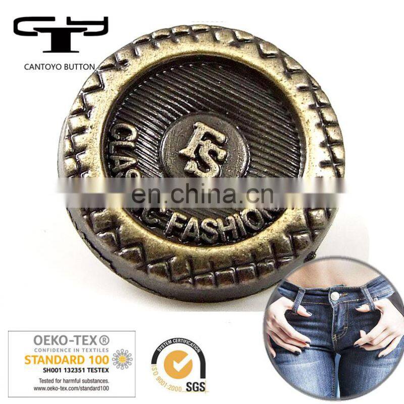 customized logo 18mm Jeans Buttons Black Metal Denim button