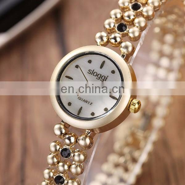 Newest style fancy gold watch wrist watch women