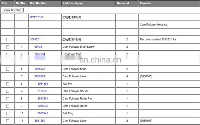 QSM high quality diesel engine 3081250 cam follower lever