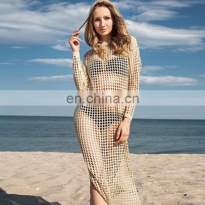 Knitted Beach Cover up dress Tunic Long Pareos Bikinis Cover ups Swim Cover up Robe Plage Beachwear