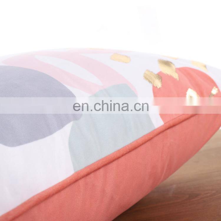 Gold stamping foil metallic printing soft decorative velvet pillow cushion case for sofa