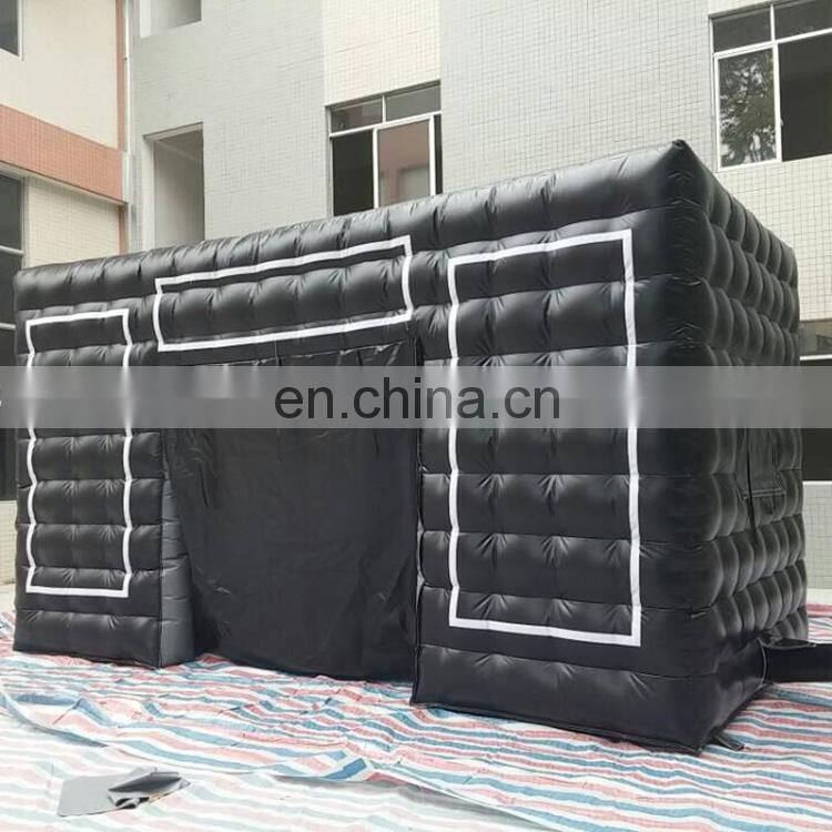 Commercial Black Portable Inflatable Tube Kiosk Blow up Booth Inflatable Cube Party Tent