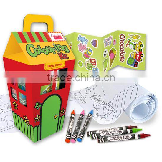 DIY Kids toy Gift Busy Street Crayon Sticker Colouring kit Drawing set