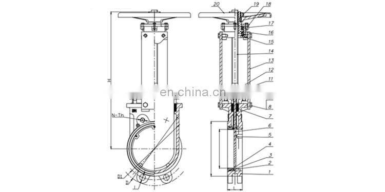 Bundor class150 DN100 WCB wafer type knife gate valve manufacturer