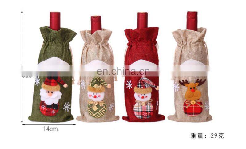 2020 amazon hot sale cheaper christmas snow santa wine bottle bags for wine decoration