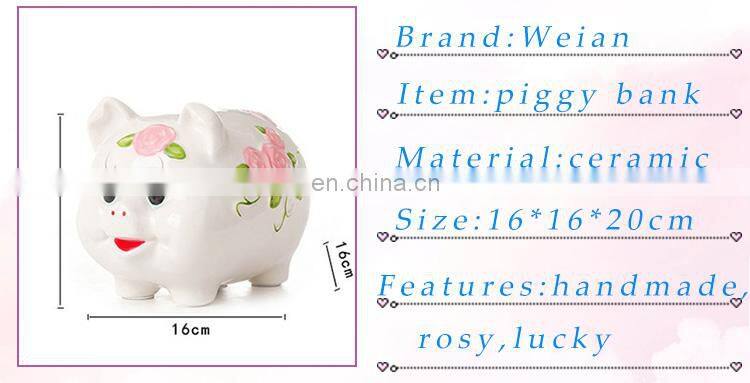 children gift home decoration rose colorful pig shape ceramic money box saving box