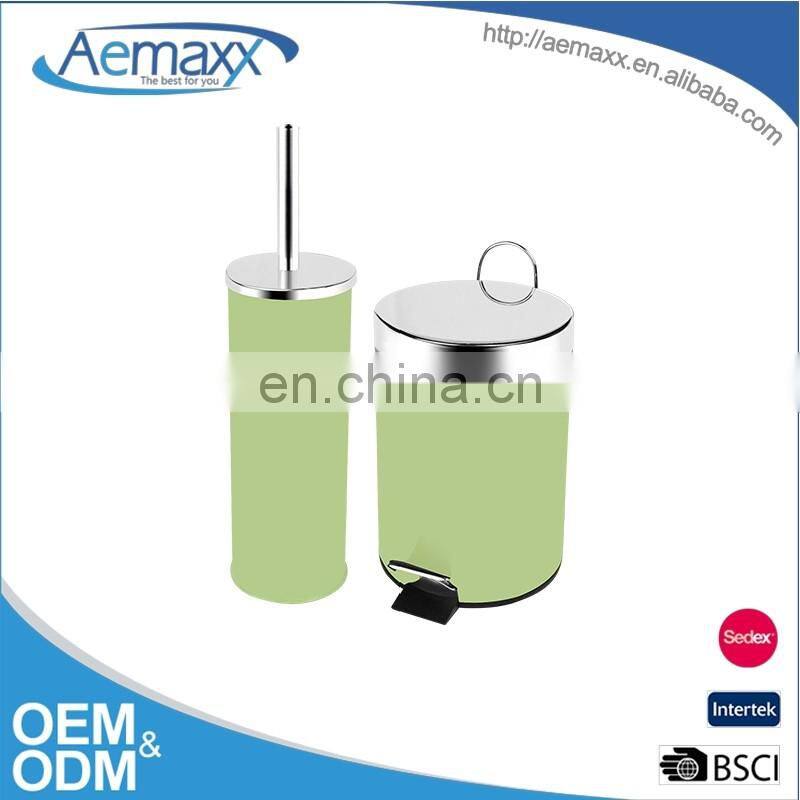 Bathroom accessories set black custom color small metal pedal bin and toilet brush with holder sets