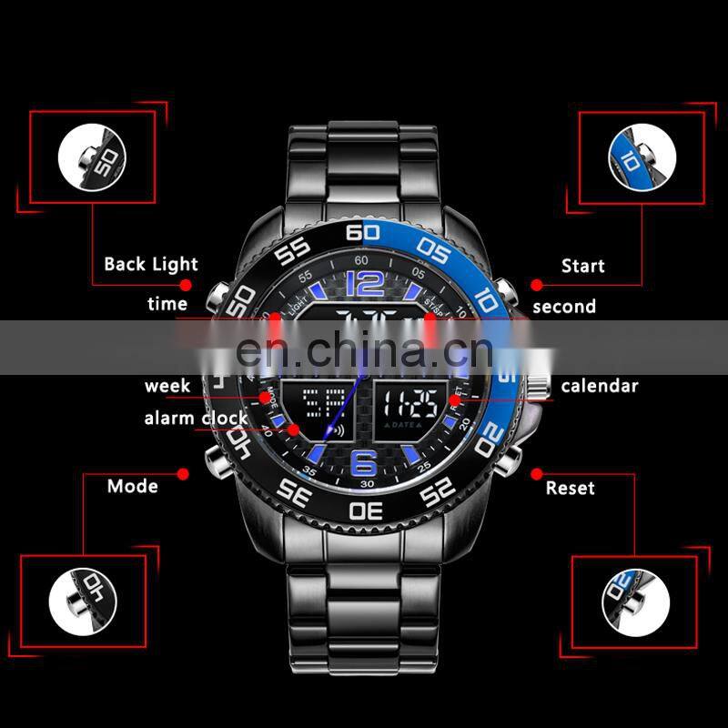 Profession Seller Sale Classic KAT-WACH 1802 Men's Quartz Digital Watches Steel Strap Analog Digital Display Sport Watches