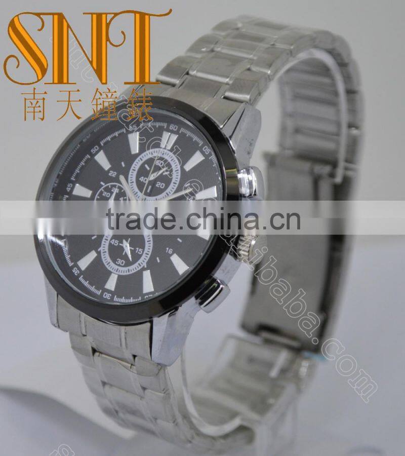 SNT-LA116 Black Texture Dial With 3 Chrono Eyes, High Quality Stainless Steel Watch