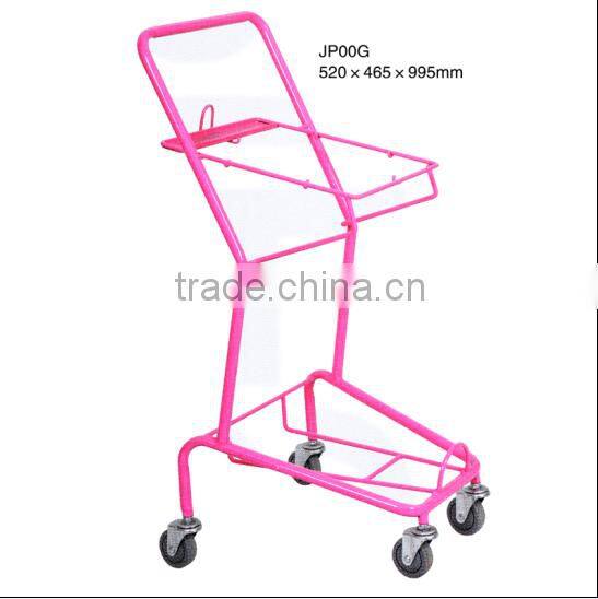 Japan Style unfolding pink color Shopping Trolley smart Cart