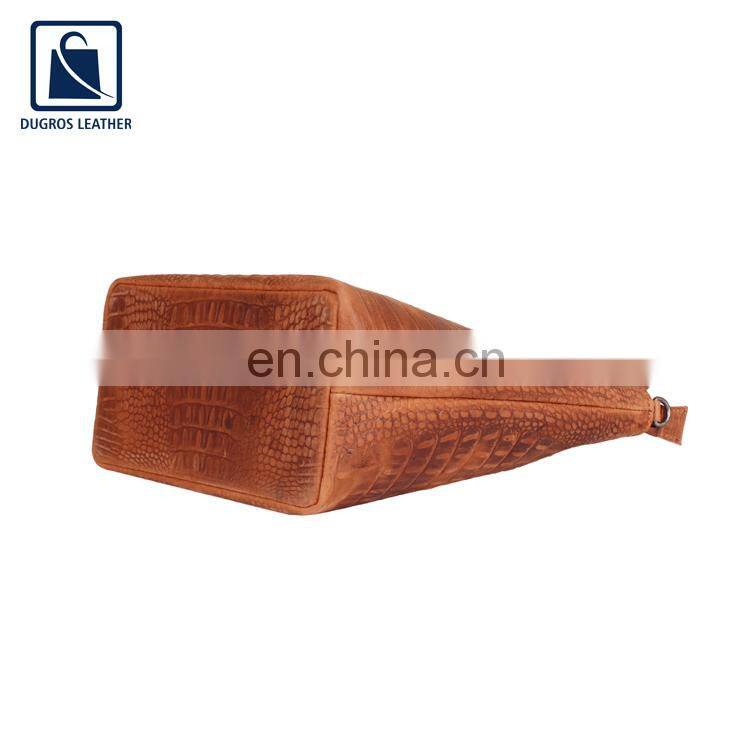 Manufacturer of Zip Closure Type and Cotton Lining Material Women Genuine Leather Handbag