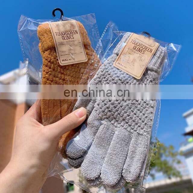 Wholesale Custom Acrylic Knitted Gloves Women Mnes Warm Knitted Winter Gloves For Outdoor