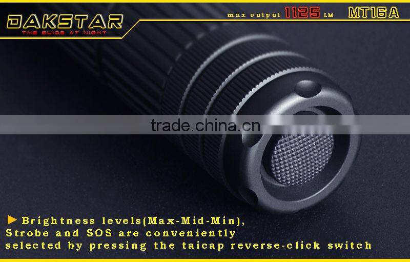 DAKSTAR MT16A XML T6 1125LM 26650 Battery CREE High Power Police LED Flash Light