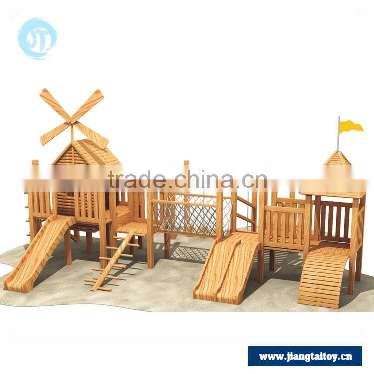 JT16-12501 Garden wooden equipment children climbing frames play set