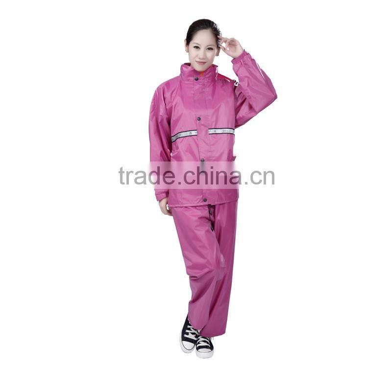 YANLI 100%waterproof, polyester pvc rainsuit/raincoats for adult