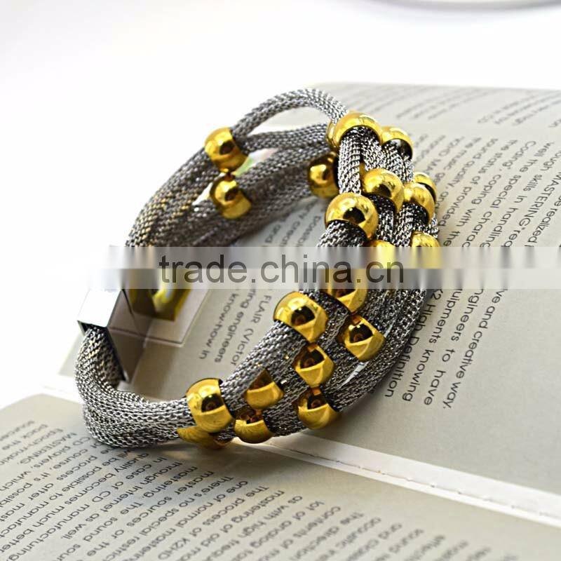 2016 trending products gold plate beads bracelet hand chain for men
