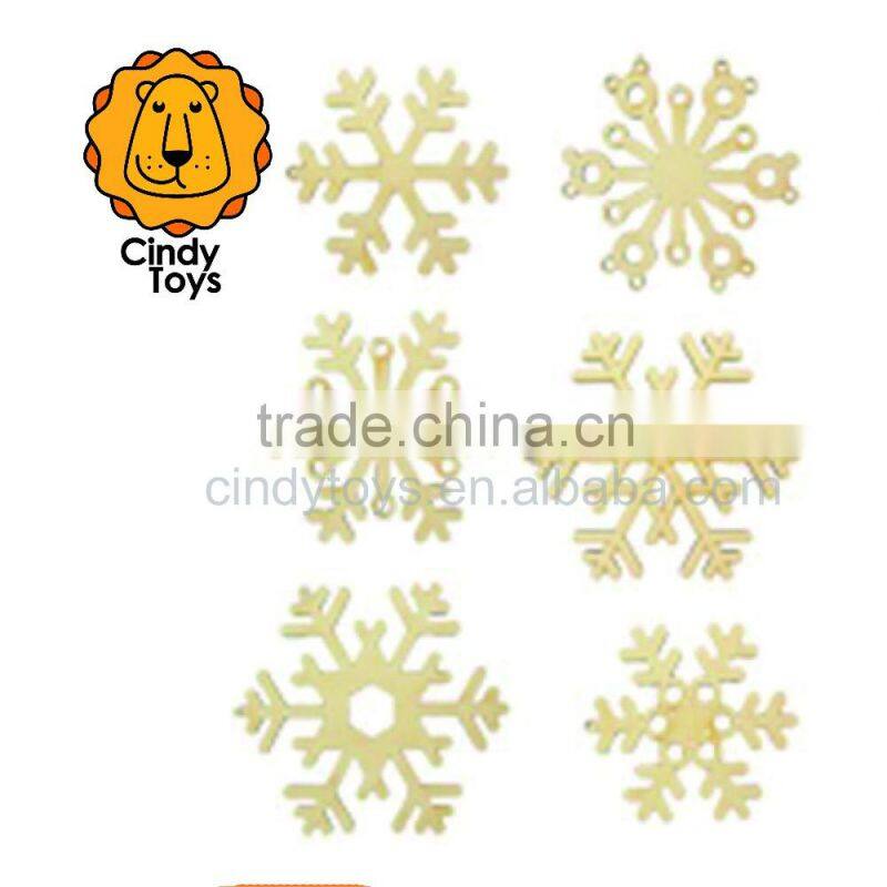 DIY Wooden Craft Hanging Ornaments Snowflakes 6 pcs for Kids