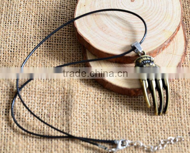Vintage Genuine Leather Hands Mens Hammer Pendant Necklace