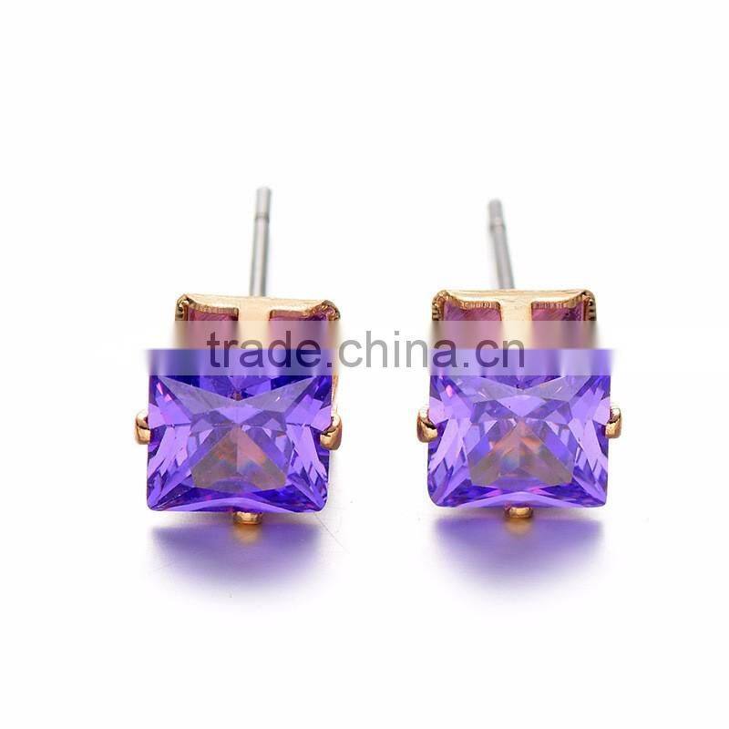 New Vogue Chic Gold Quality Mixed Colors Zircon Earrings Jewelry Set Woman