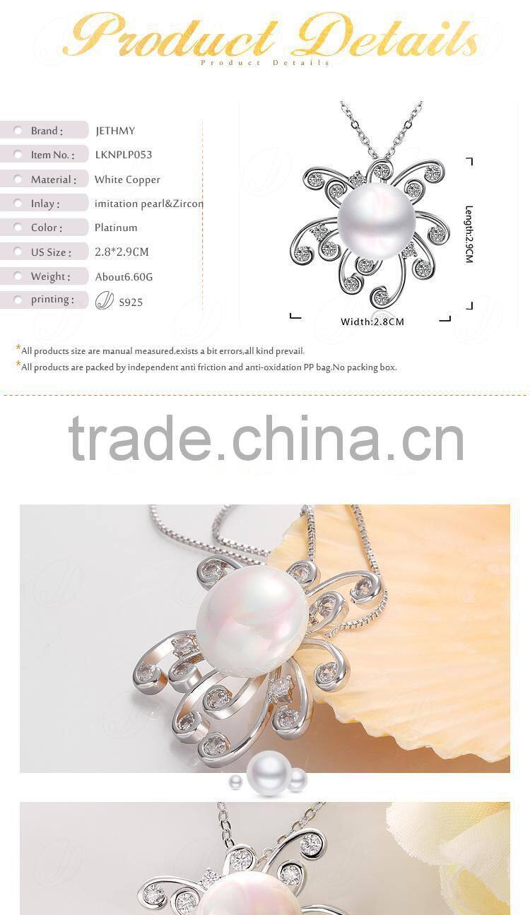 Gorgeous Novelty Anniversary Gift Platinum Flower Design Pearl Charms