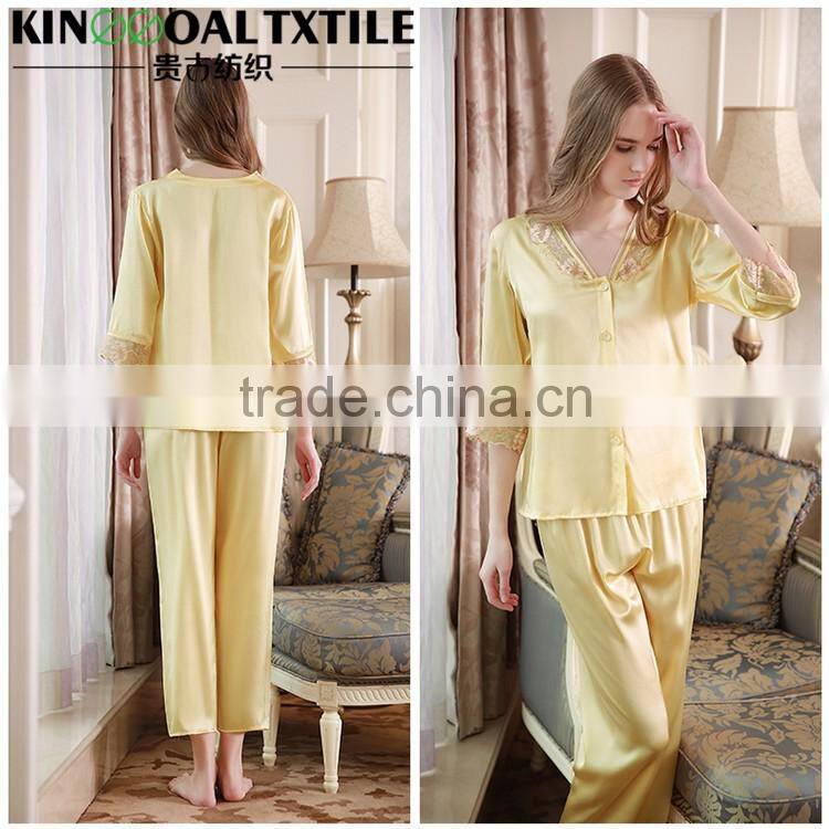 19mm 100% Silk Bathrobe Robe With Short Sleeves Women's short Lightweight