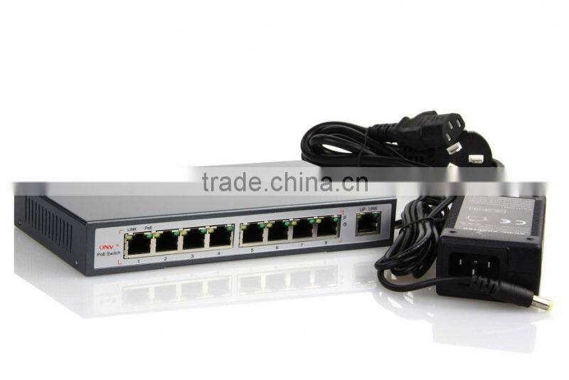Support OEM 9-Port 10/100M Ethernet PoE PD Switch with 8 PoE PD Ports