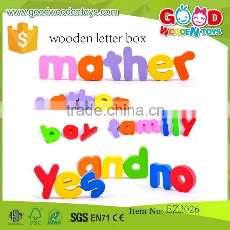 Colorful alphabet letter educational wooden toys preschool educational wooden letter box for kids