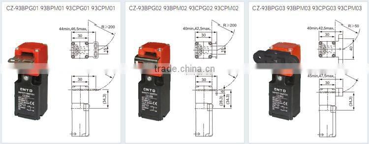 CNTD Waterproof CZ-93 Series 2NC Safety Interlock Limit Switch with Key 15A 250V (CZ-93B)