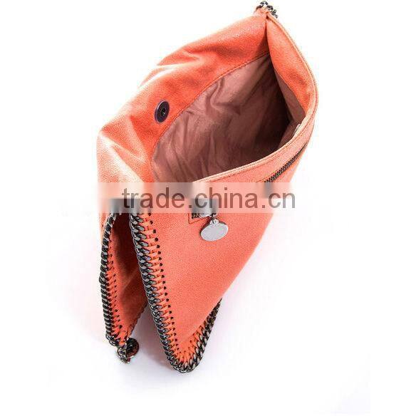 V452-2013 fashion suede leather clutch bag for young girls,handbag with chain strap