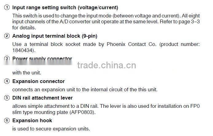 AFP0401 NAIS PLC FP0-A80 Panasonic PLC FPO-A80 FP0 A/D Converter Unit