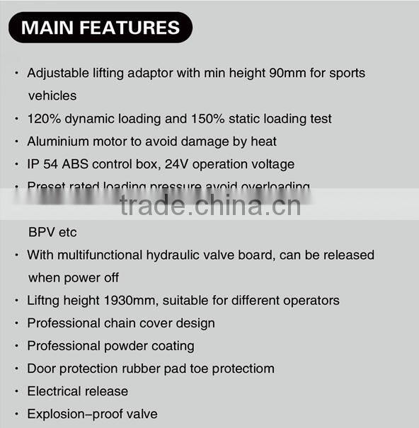 Clear floor two post car lift electric release original manufacturer