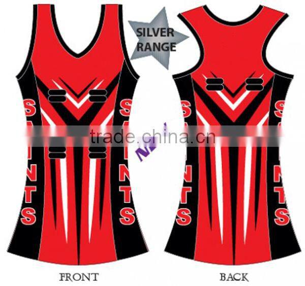 Sexy netball dress color orange design oem