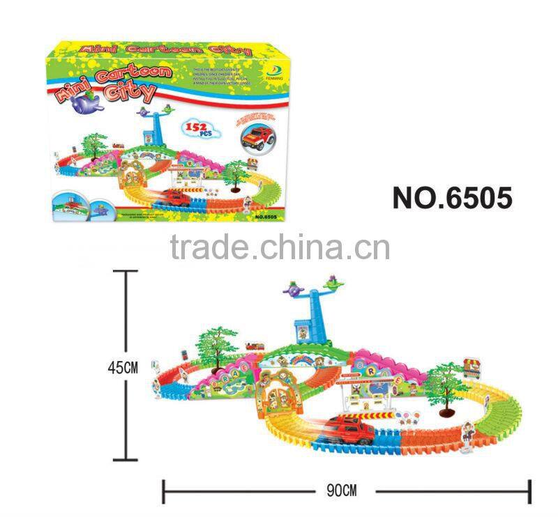 Plastic toy B/O railcar with music and light/ railway toy set 6504