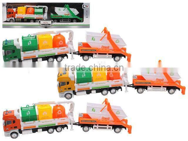 Alloy 1:50 scale model garbage truck toy for kids