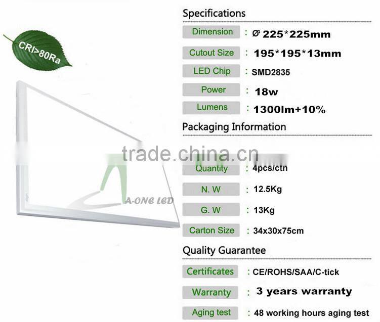 hot sell saa 18w colour changing led panel light 1300lm Epistar SMD2835 and 5years warranty