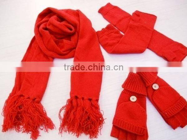 fashion acrylic knitted gloves scarf set