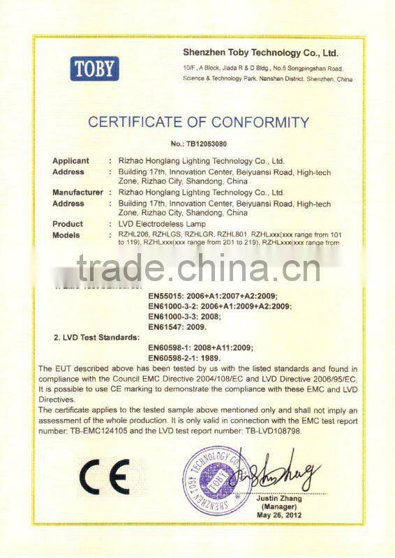 40W-300W Low frequency induction high bay light industrial lighting