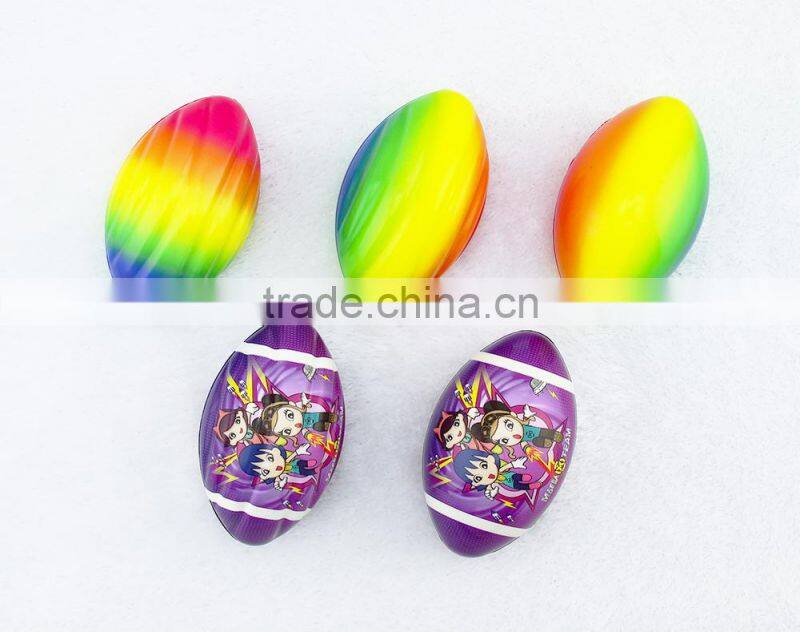 Hot selling balls Full color PU Stress football with shrink wrap