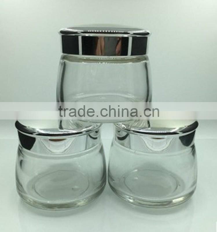 120ML Green and Pink coloured glass cosmetic jar