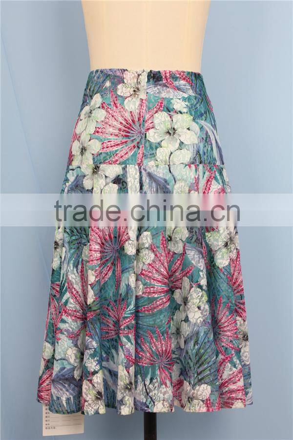 2015 new designs spring collection high waist women print skirt